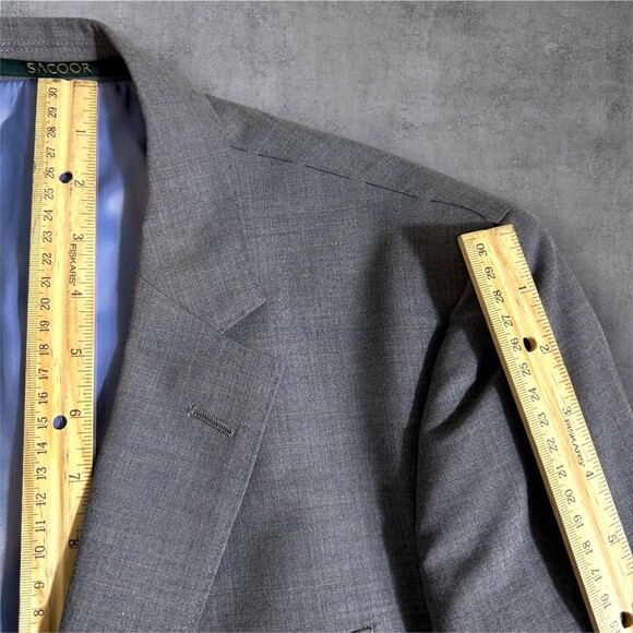$495 SACOOR Slim fit Mens Blazer Sport Coat Two Button Jacket 38R SUPER*130 WOOL - Picture 7 of 13
